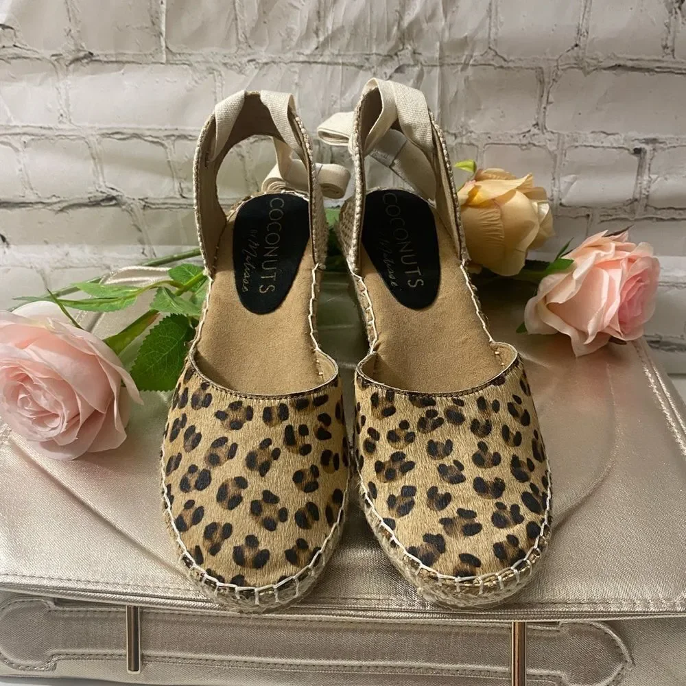 Coconuts by Matisse Leopard Print Espadrille Wedges